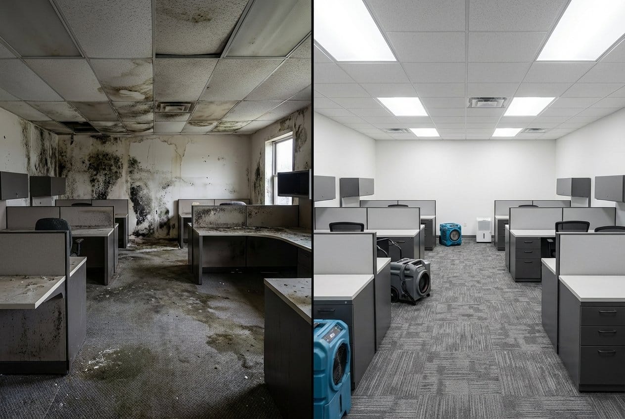 Mold Testing & Lab Reporting restoration — commercial office space of Tudor home in Englewood, NJ