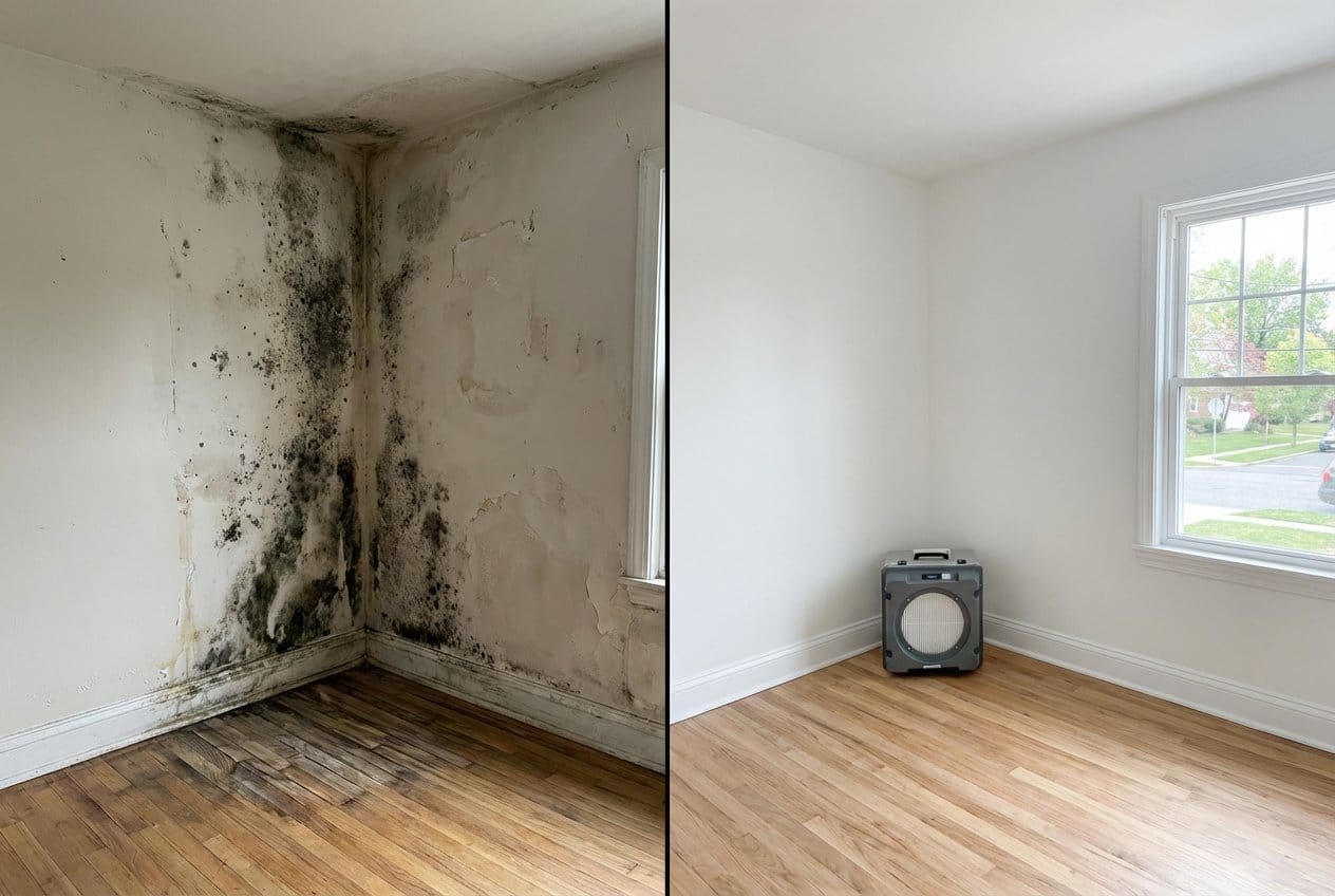 Before and after mold testing & lab reporting in Englewood two-story residence bedroom