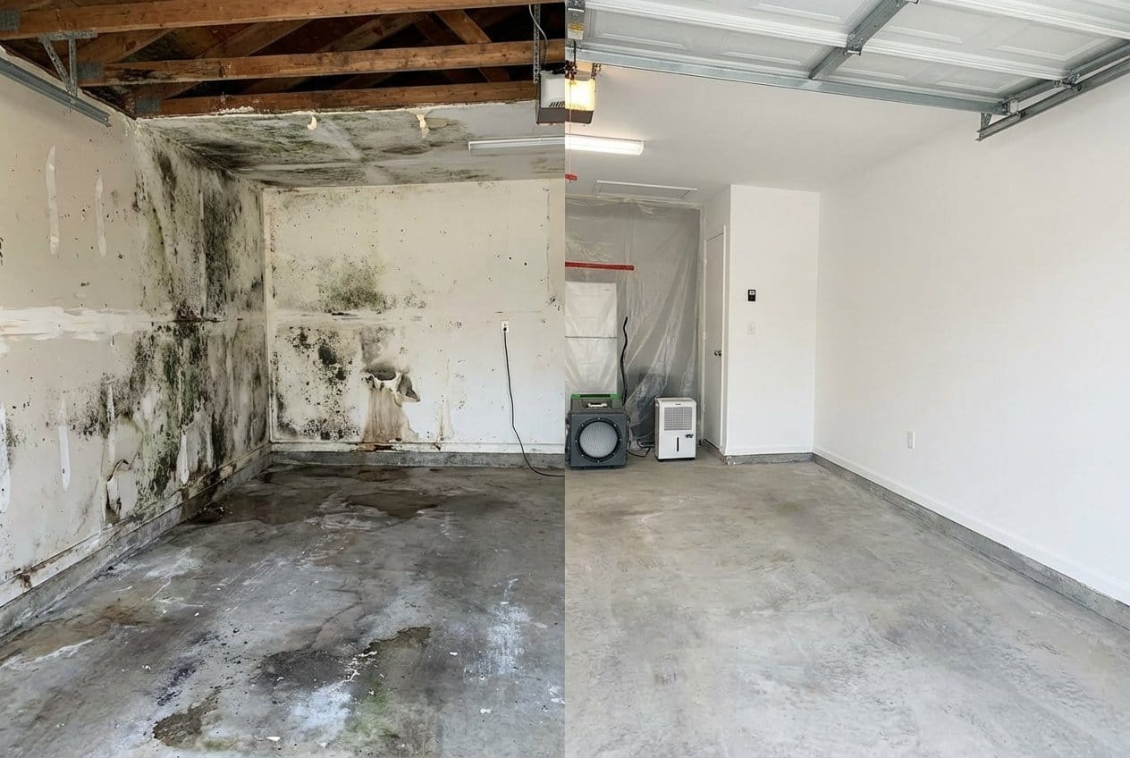 Post-Remediation Cleaning & Clearance before and after in garage, Englewood NJ
