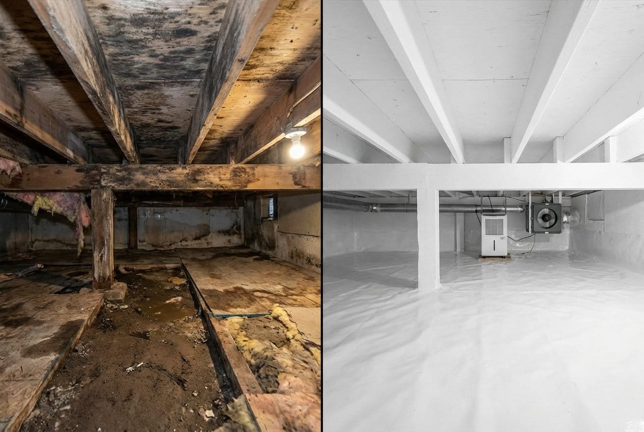 Post-Remediation Cleaning & Clearance restoration โ crawl space of bungalow in Englewood, NJ