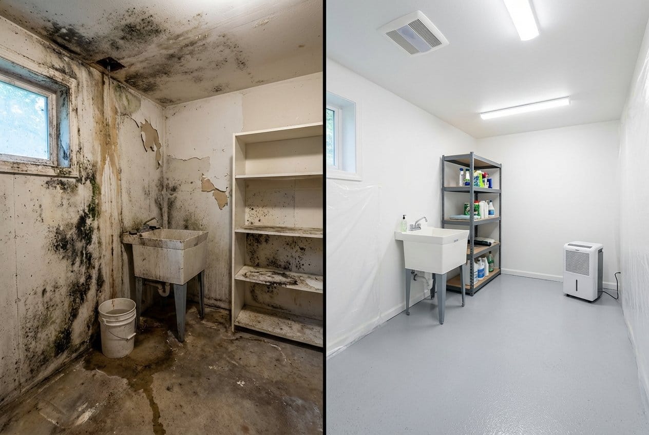Humidity & Moisture Control Solution restoration β utility room of private residence in Englewood, NJ