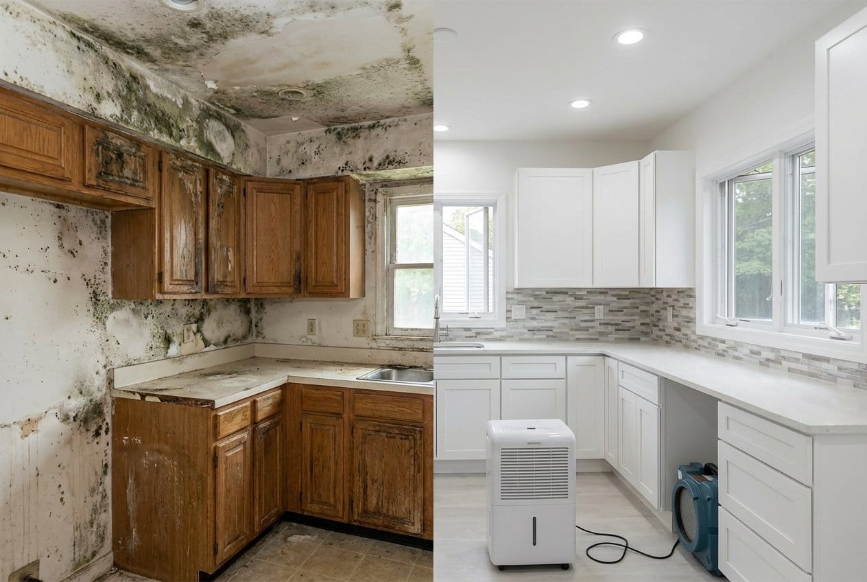 Englewood Mold Removal home kitchen restoration before and after in Englewood